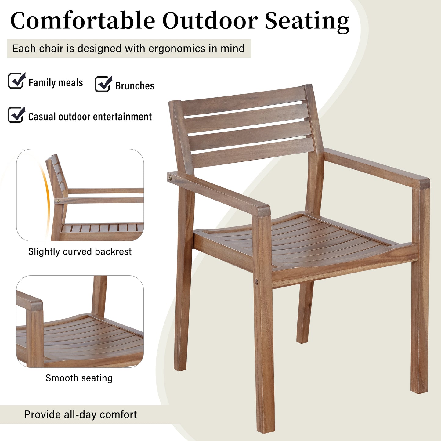 Five Piece Outdoor Acacia Wood Set and a Bench