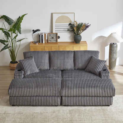 3 Seater Sofa With 2 Ottomans and Storage