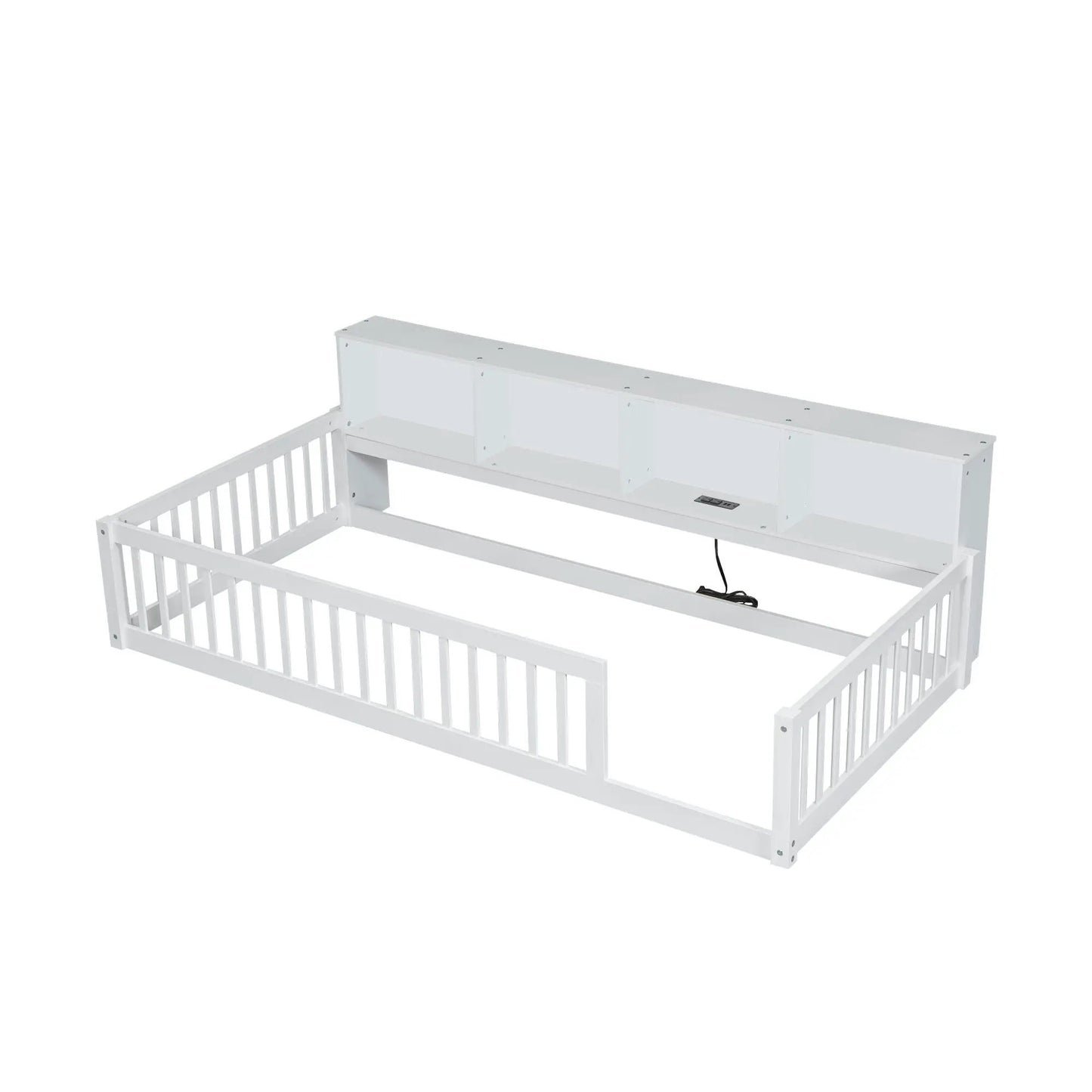 Floor Bed With Storage Cabinets and USB Ports
