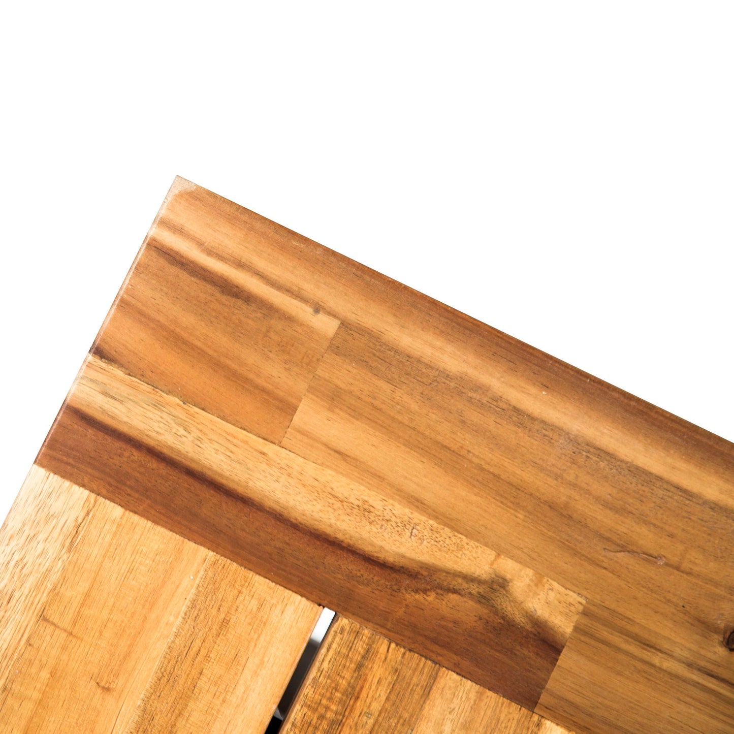 Catriona Teak Bench closeup of warm wood grain panels on Tampa Home & Garden Store