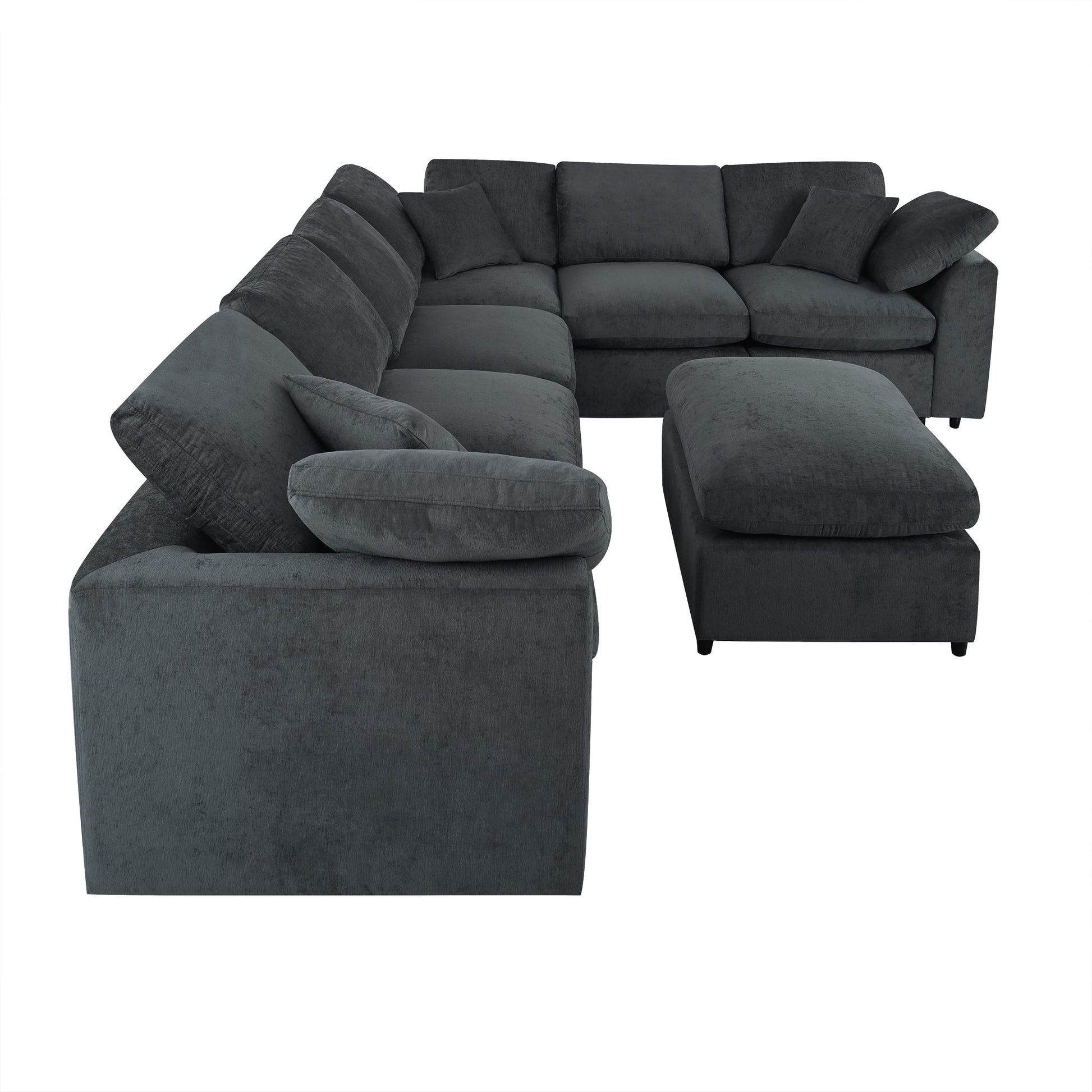 U_Style 120.8-inch extra large modular sectional sofa in dark gray fabric by HouseOfZazla on Tampa Home & Garden Store