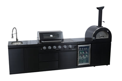 Black 125-inch stainless gas outdoor kitchen with sink grill and fridge by HouseOfZazla on Tampa Home & Garden Store