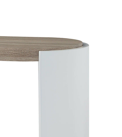 Zoma High Gloss Sofa Table oak top with white base, round edge on Tampa Home & Garden Store