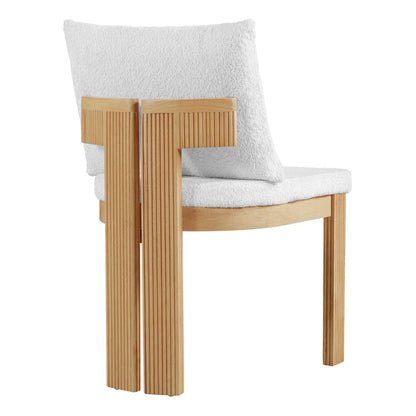Boucle upholstered indoor dining chair set of 2 with rubber wood frame on Tampa Home & Garden Store