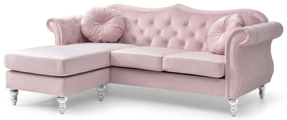 Hollywood Glam Sofa Chaise and Tufted Nailhead