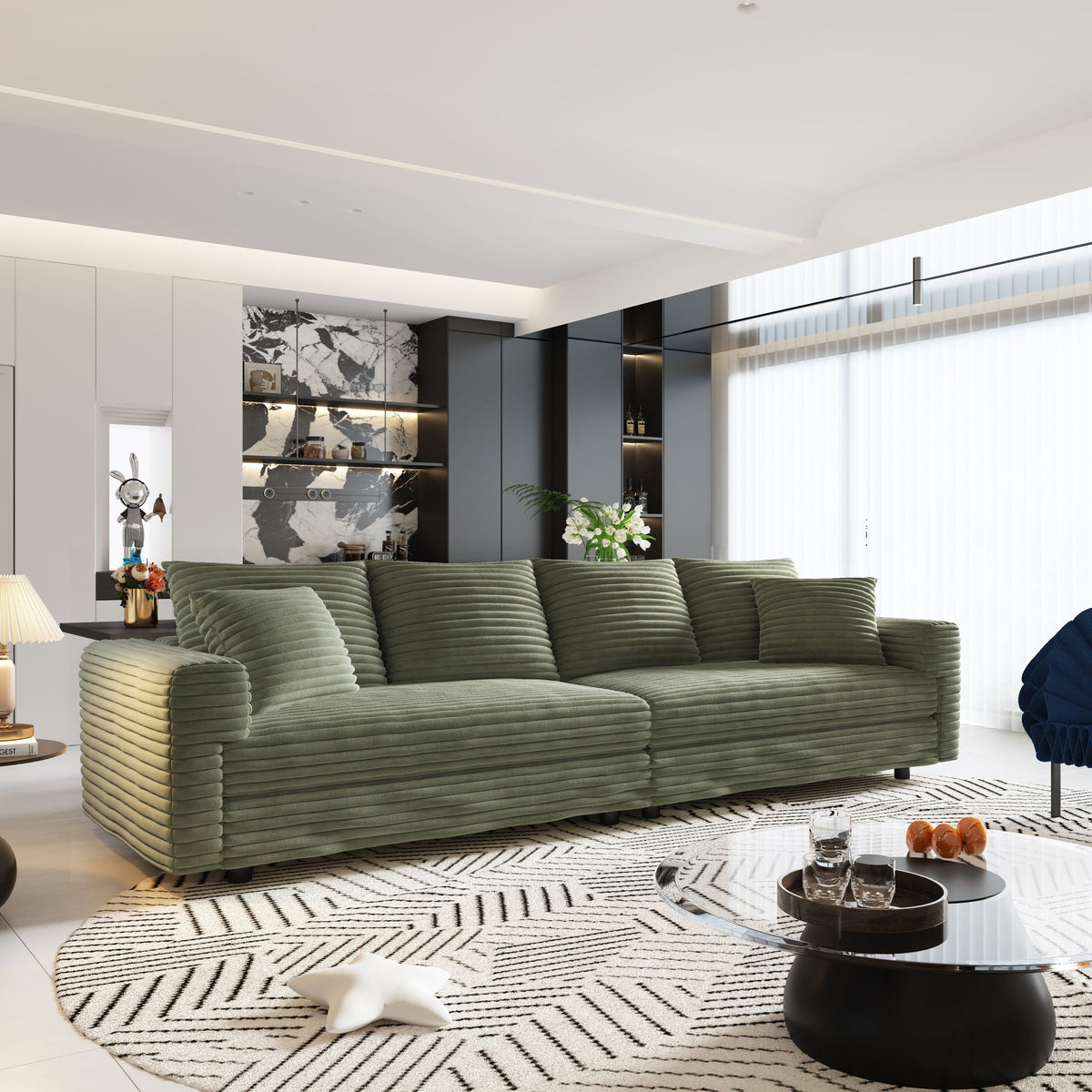 Convertible Sofa With Deep Seat and Pillows
