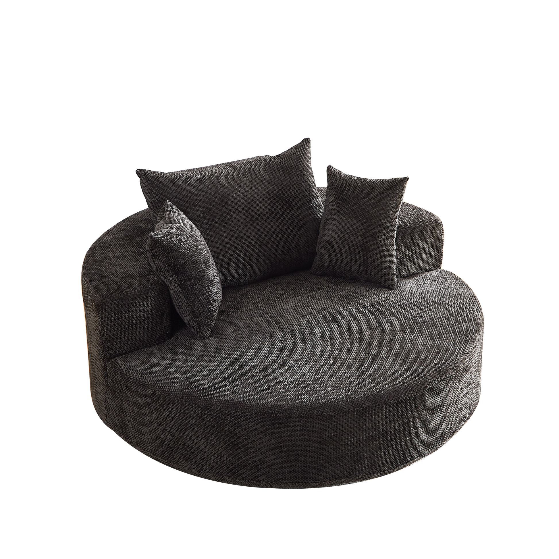 55'' Chenille Foam Single Swivel Chair dark gray textured fabric with two cushions on Tampa Home & Garden Store