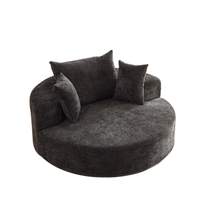 55'' Chenille Foam Single Swivel Chair dark gray textured fabric with two cushions on Tampa Home & Garden Store