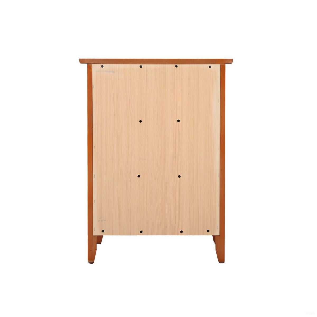 3 Drawer Nightstand with Real Wood Veneers in light wood, orange-brown frame HouseOfZazla rear view on Tampa Home & Garden Store