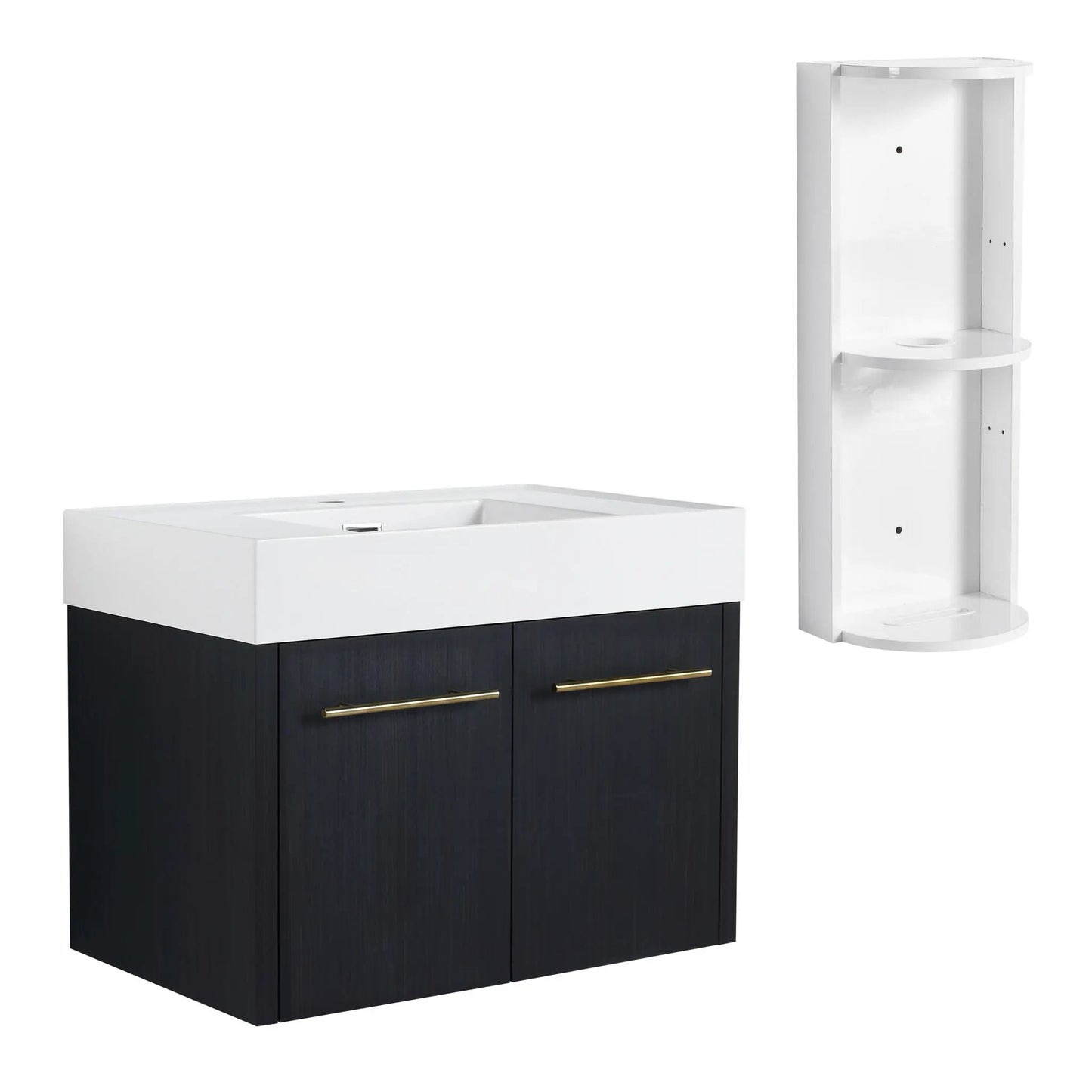 Modern Wall Mounted Vanity with Resin Sink Rack