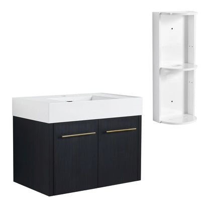 Modern Wall Mounted Vanity with Resin Sink Rack