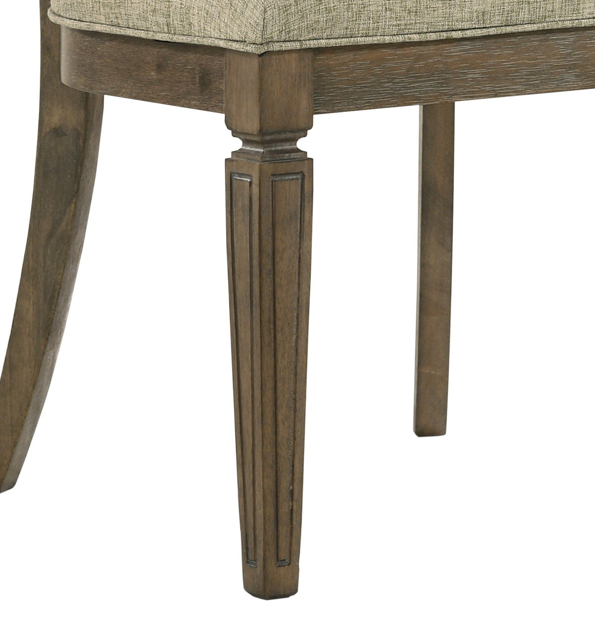 Parfield Weathered Side Chair Set with padded seat, light brown oak finish, carved tapered legs on Tampa Home & Garden Store