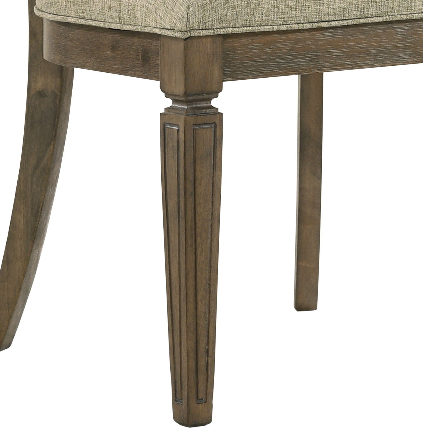 Parfield 7 Piece Dining Room Set chair leg in light brown oak with beige upholstered seat on Tampa Home & Garden Store
