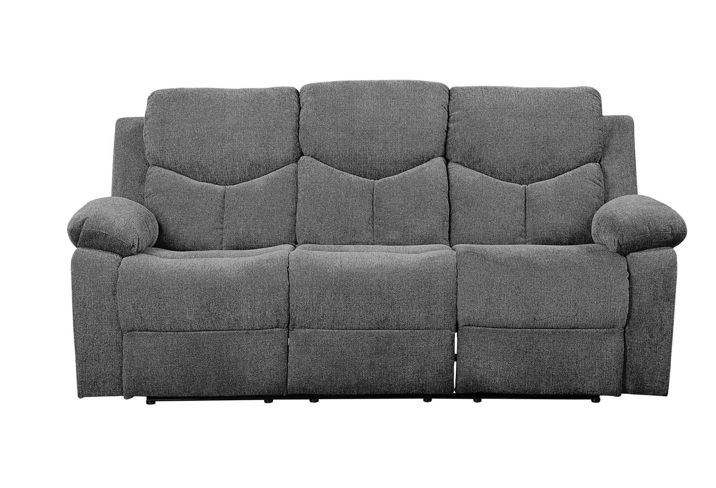 Kalen Chenille Gray Sofa with Drop-Down Table, reclining 3-seat by Unique Piece Furniture on Tampa Home & Garden Store