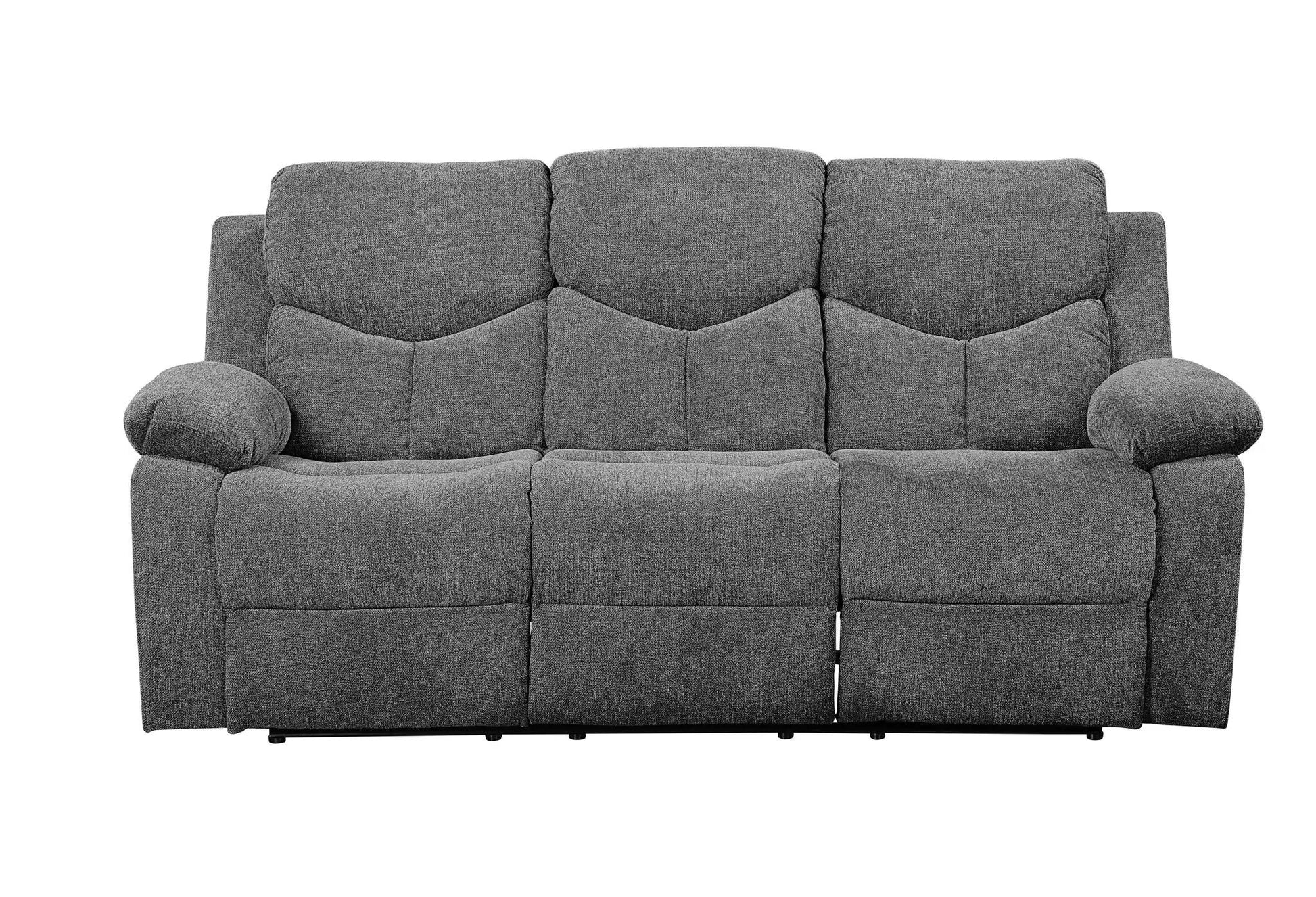 Kalen Chenille Gray Sofa with Drop-Down Table, reclining 3-seat by Unique Piece Furniture on Tampa Home & Garden Store