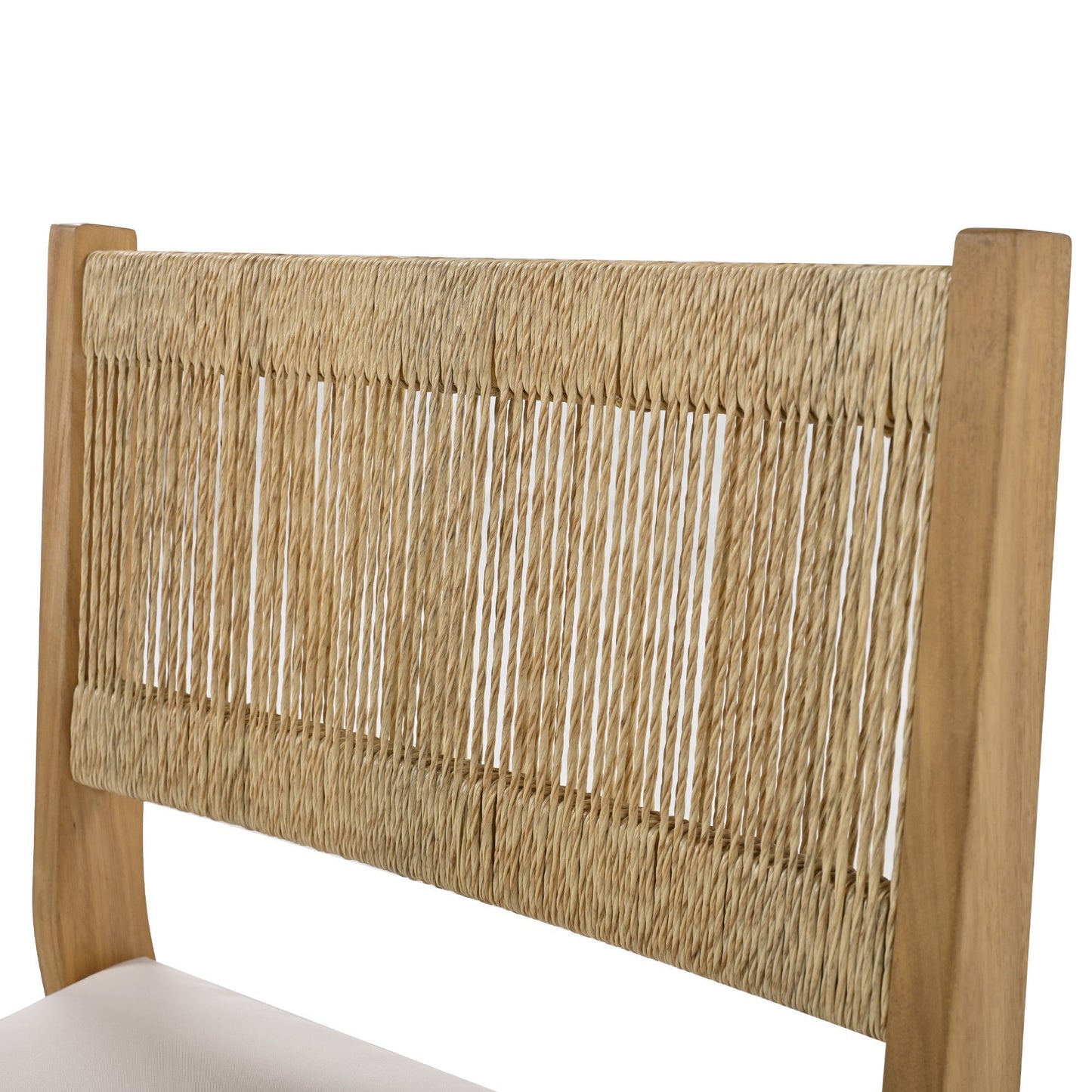 U_Style Outdoor Acacia Wood Dining Table and Chair Set with natural woven rope back on Tampa Home & Garden Store