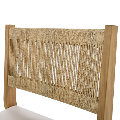 U_Style Outdoor Acacia Wood Dining Table and Chair Set with natural woven rope back on Tampa Home & Garden Store