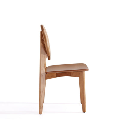 Rattan cane backrest dining chair with solid wood frame, light brown finish, tan seat on Tampa Home & Garden Store