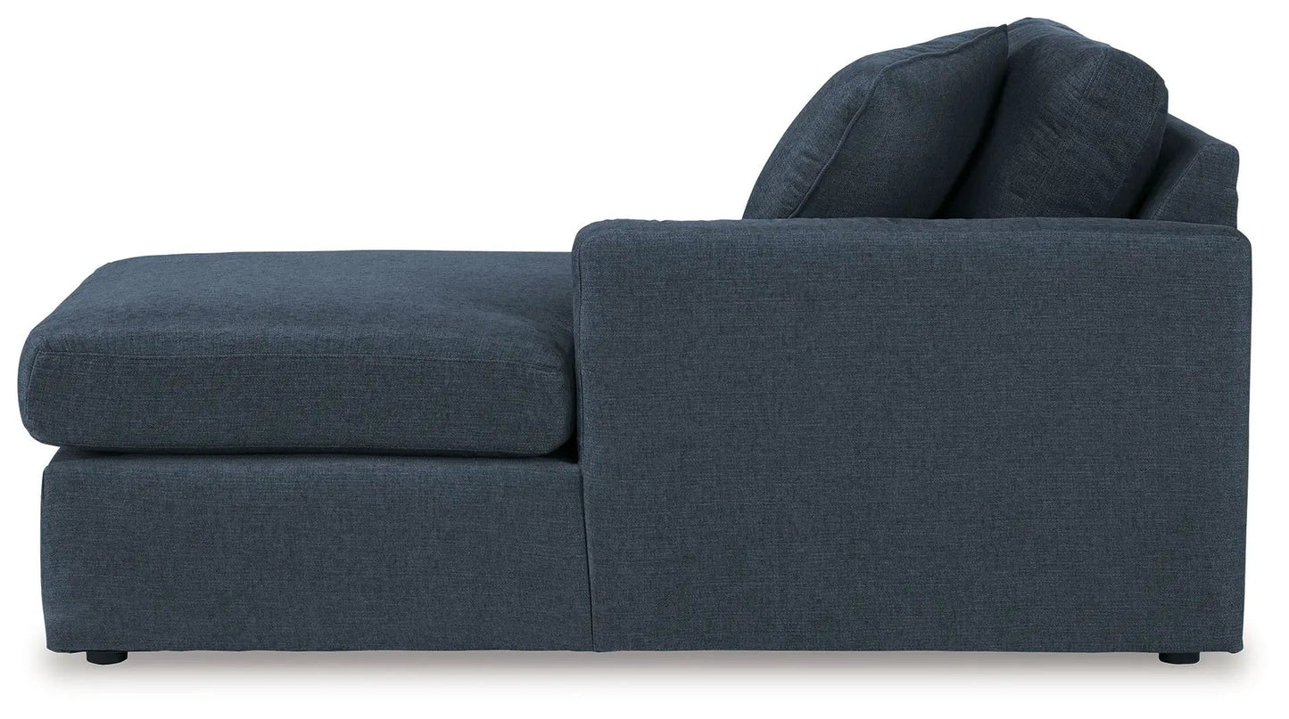Modmax Stationary Sectional Ink in blue denim fabric with chaise on Tampa Home & Garden Store