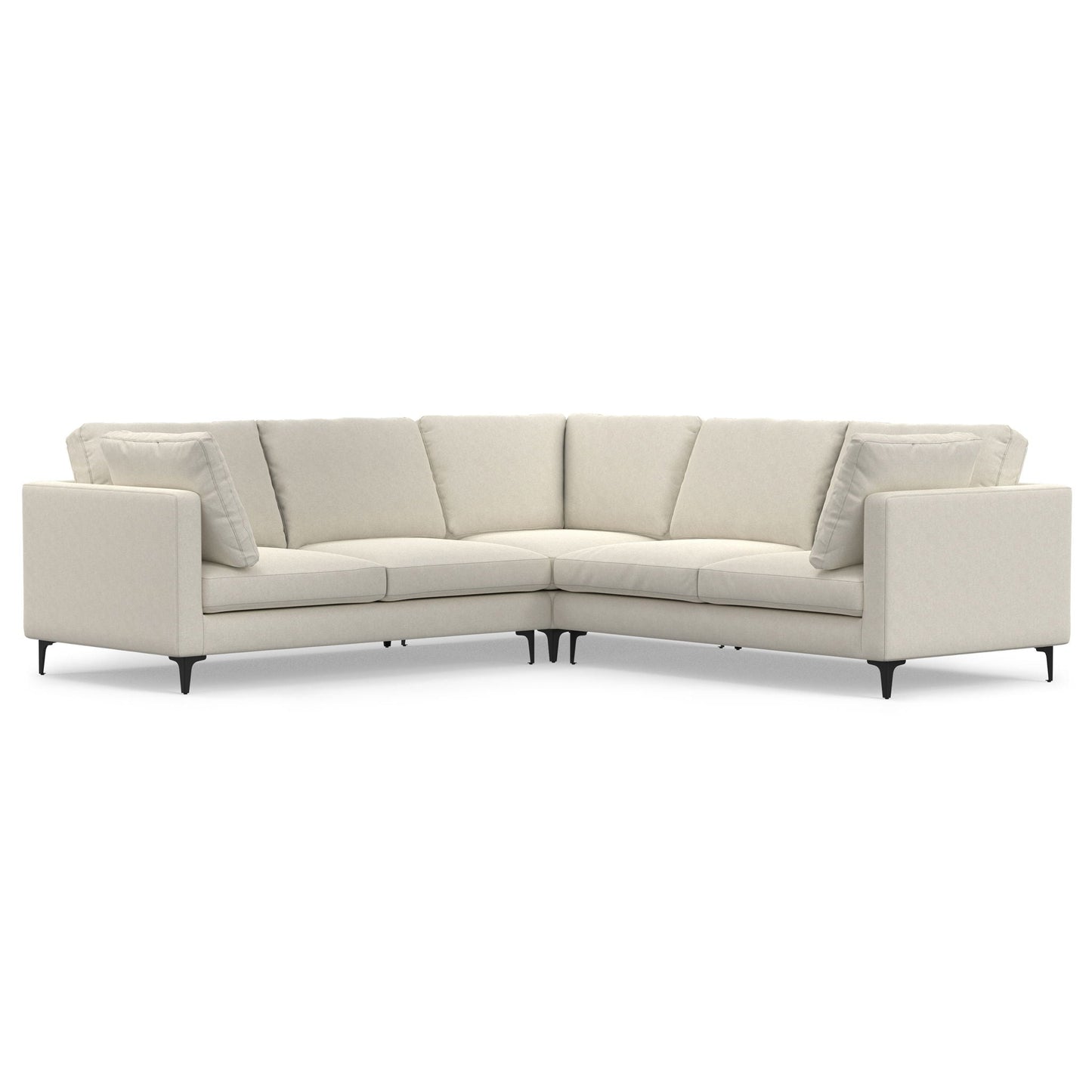 Ava Mid Century Corner Sectional Sofa Handcrafted by HouseOfZazla in beige fabric with slim legs on Tampa Home & Garden Store