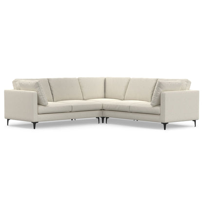 Ava Mid Century Corner Sectional Sofa Handcrafted by HouseOfZazla in beige fabric with slim legs on Tampa Home & Garden Store