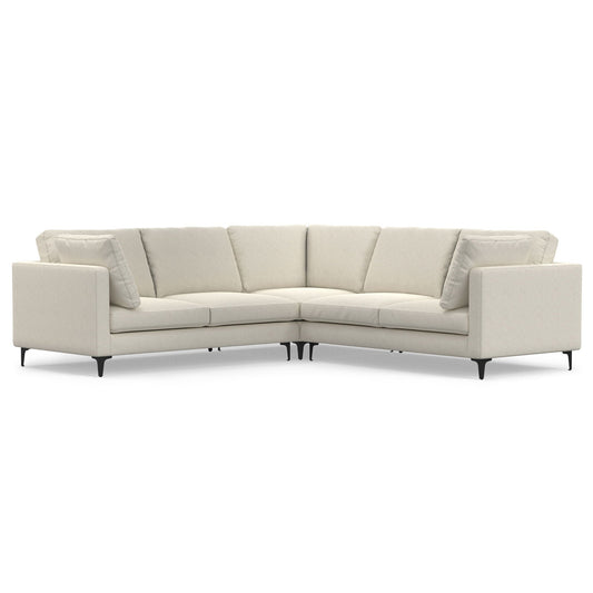 Ava Mid Century Corner Sectional Sofa Handcrafted by HouseOfZazla in beige fabric with slim legs on Tampa Home & Garden Store