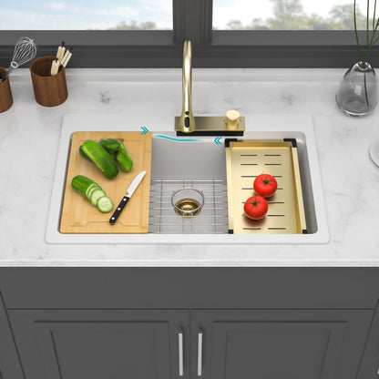Brushed Waterfall Sink with Faucet and Cup Washer