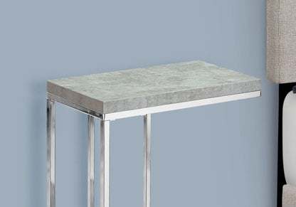 Accent table C-shaped with tempered glass top and chrome metal legs, contemporary design on Tampa Home & Garden Store