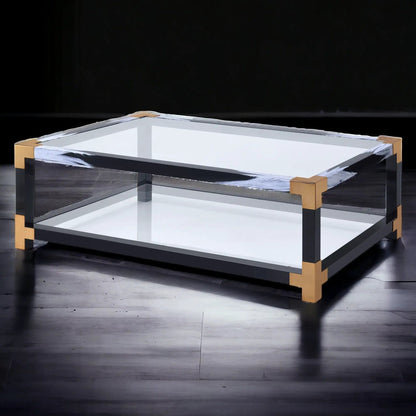 Lafty Glass Coffee Table and Open Shelf Modern