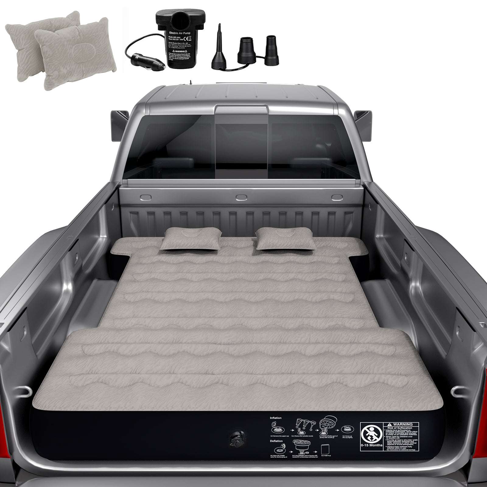 Truck bed air mattress by Dikasun Outdoor for Ford 5.5–5.8 ft/6–6.5 ft with pump and 2 pillows on Tampa Home & Garden Store