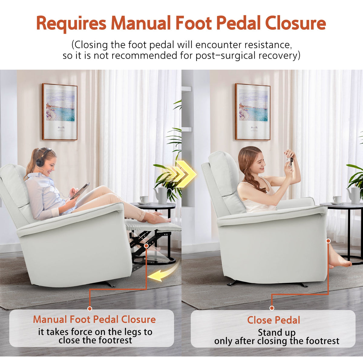 Manual Rocker Recliner Chair for Adults by HouseOfZazla, light gray recliner pair on Tampa Home & Garden Store