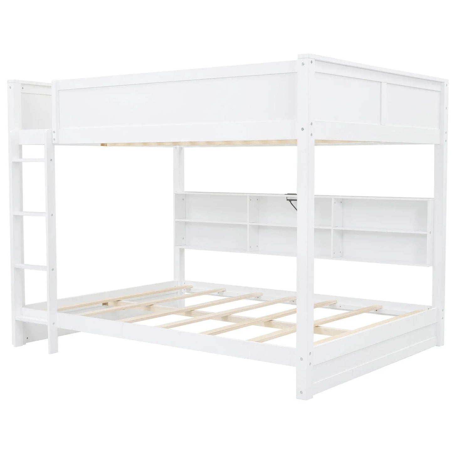 Bunk Bed with Storage Cabinets and USB Ports