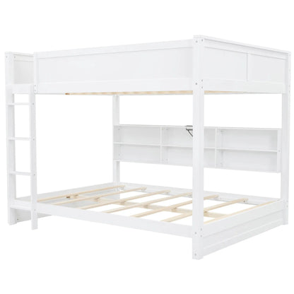 Bunk Bed with Storage Cabinets and USB Ports