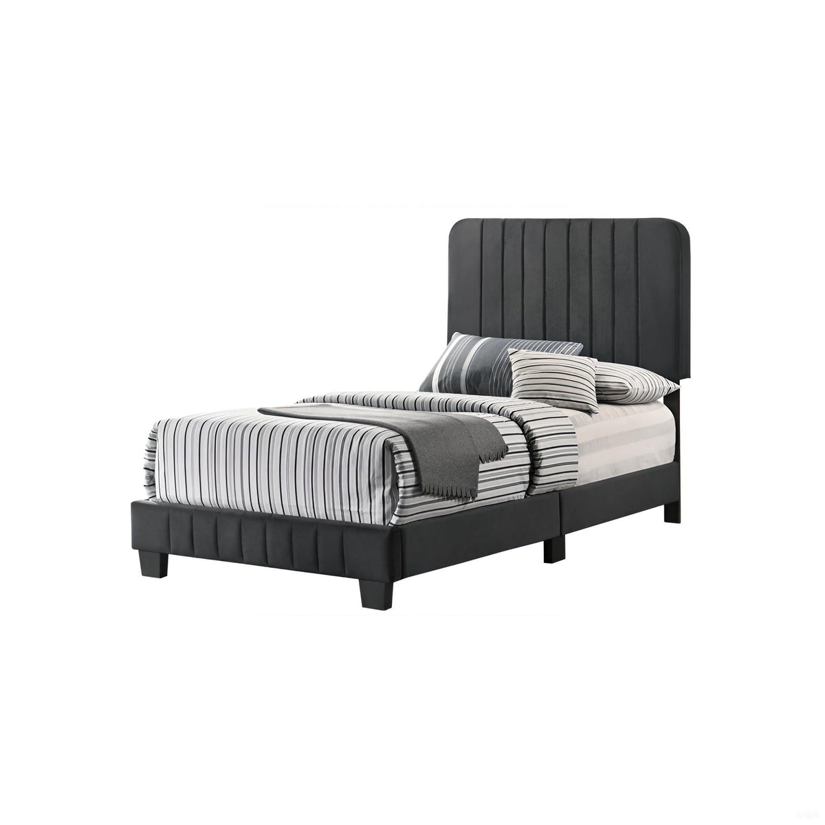 Channel Tufted Bed dark gray upholstered bed with vertical channel tufted headboard HouseOfZazla on Tampa Home & Garden Store
