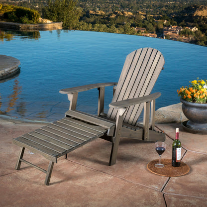 Malibu Adirondack Chair by HouseOfZazla in gray wood beside a pool on Tampa Home & Garden Store