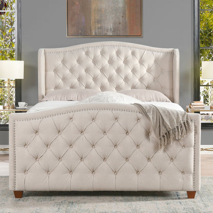 Solid Upholstered Bed Frame and Headboard Set