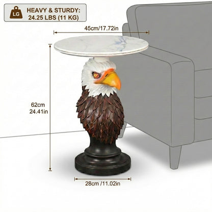 Eagle head end table by HouseOfZazla with marble top atop eagle statue pedestal side table on Tampa Home & Garden Store