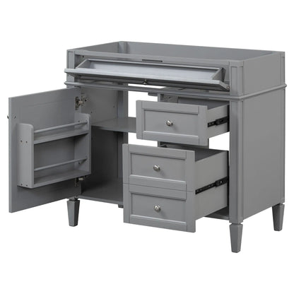 Bathroom vanity base in gray with 2 drawers and tip-out drawer, storage cabinet on Tampa Home & Garden Store