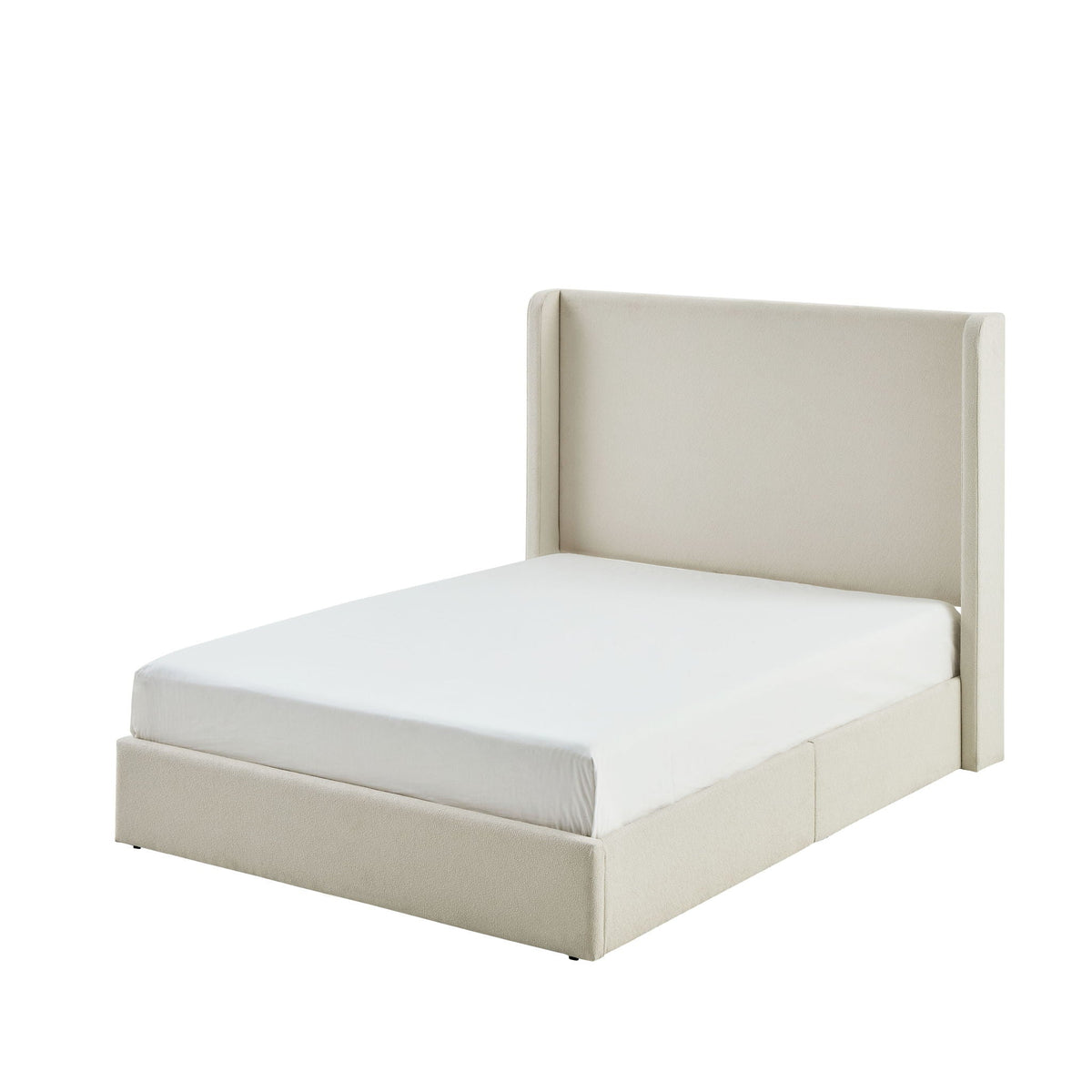Carmen King Size Upholstered Wingback Bed Ivory with wingback headboard by HouseOfZazla on Tampa Home & Garden Store