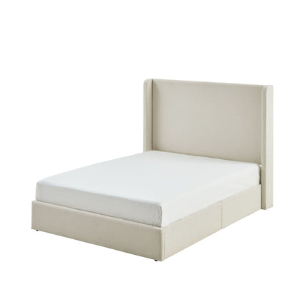 Carmen King Size Upholstered Wingback Bed Ivory with wingback headboard by HouseOfZazla on Tampa Home & Garden Store
