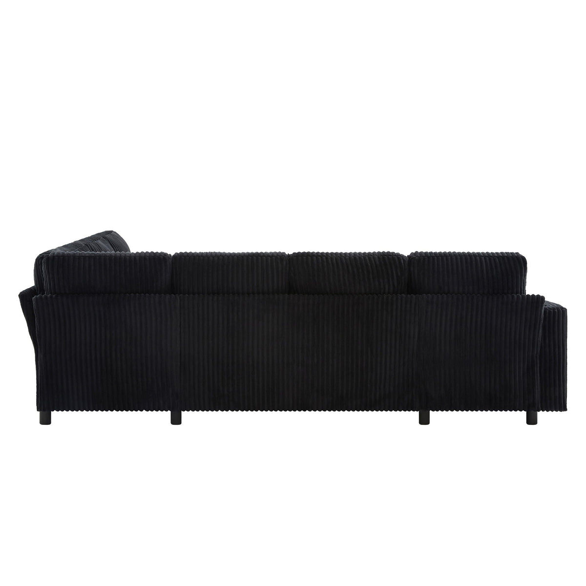 Convertible U-shaped sectional sofa bed with USB ports and storage in black corduroy on Tampa Home & Garden Store