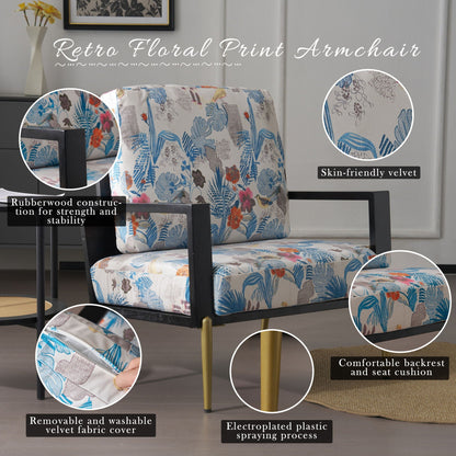 Modern armchairs with solid wood frames and floral velvet upholstery set of 3 on Tampa Home & Garden Store
