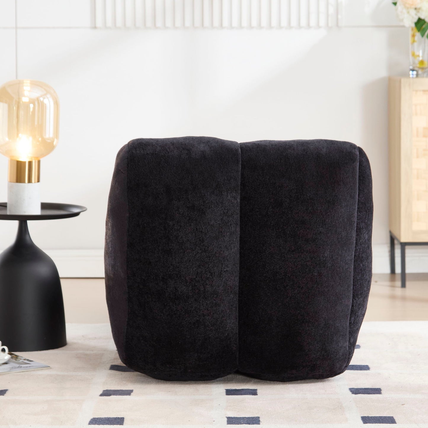 Creative Bean Bag Sofa Chair in black fabric with sponge filling by HouseOfZazla near lamp on Tampa Home & Garden Store