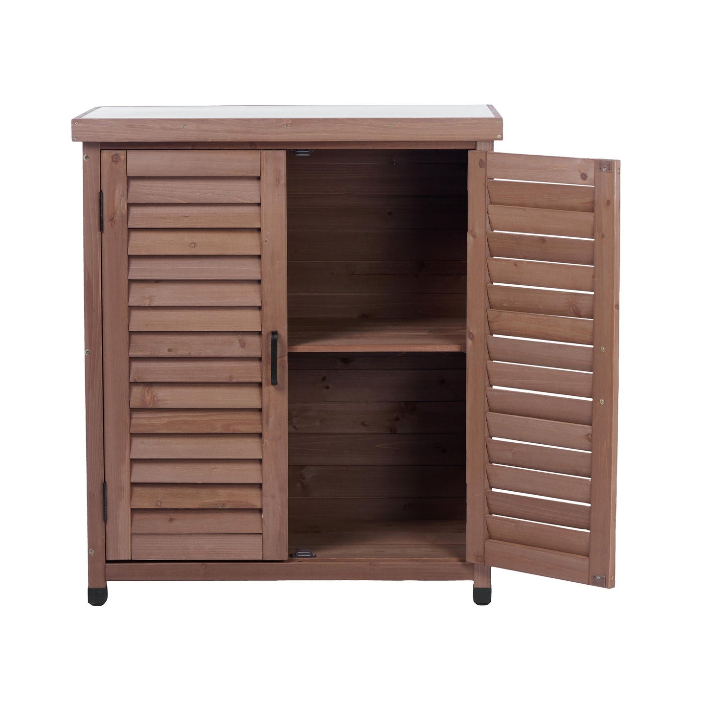 Outdoor Potting Bench With Metal Top and Cabinet