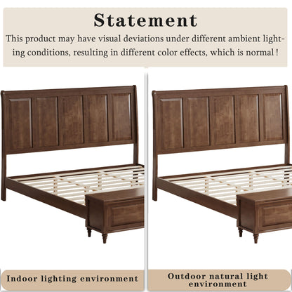 Modern Sleigh Bed with Tall Headboard and Bench
