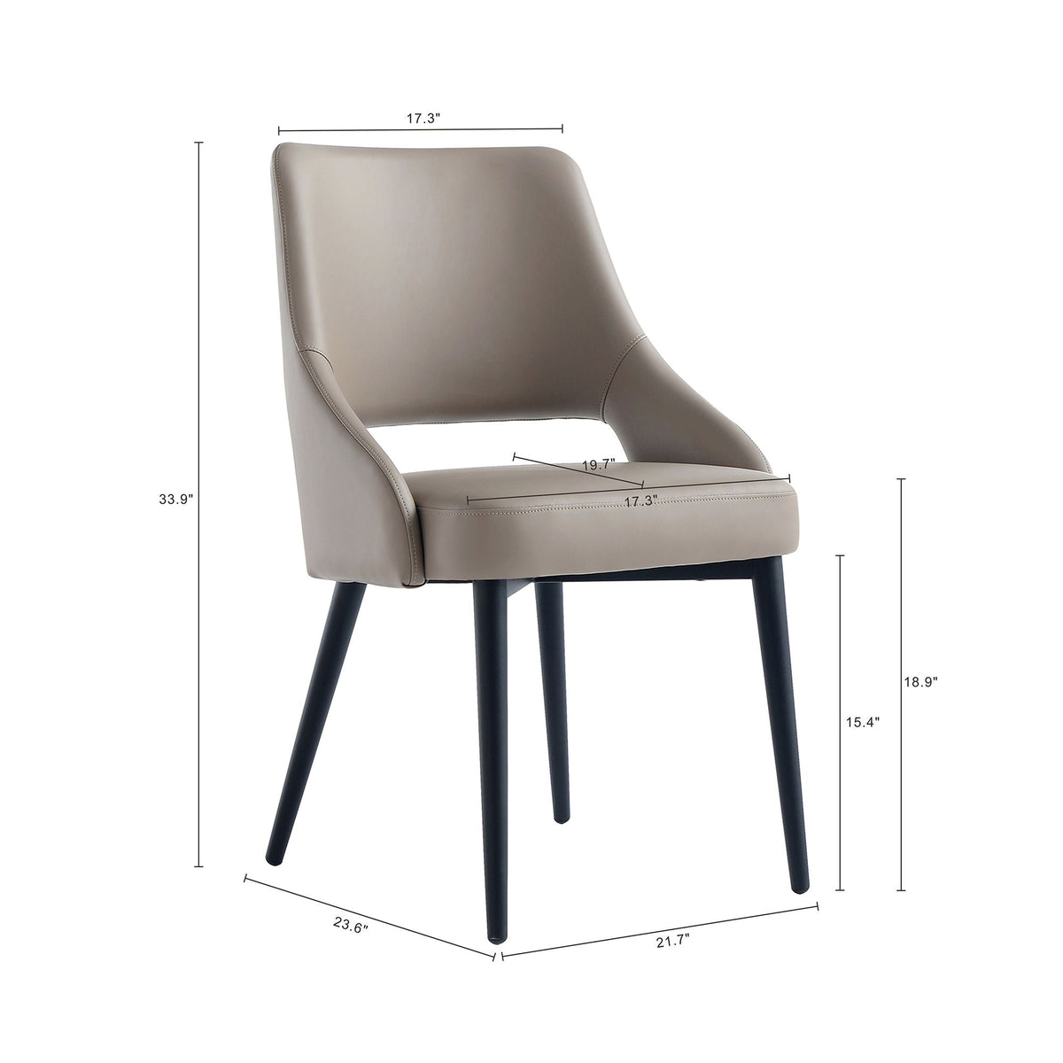 Tremont Dining Chair with Steel Frame, taupe faux leather upholstery, arm chair on Tampa Home & Garden Store