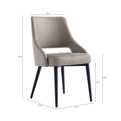 Tremont Dining Chair with Steel Frame, taupe faux leather upholstery, arm chair on Tampa Home & Garden Store