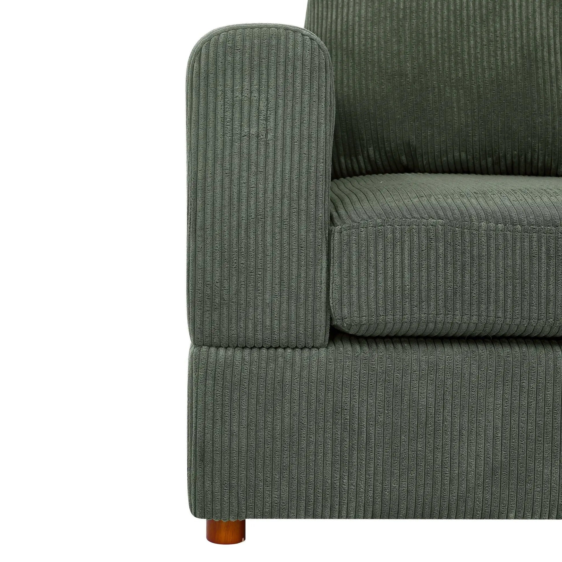Haven 6 Piece Modular Stationary Sectional in dark gray ribbed corduroy with wooden leg on Tampa Home & Garden Store