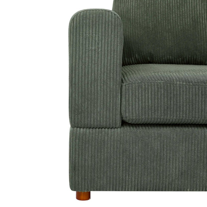 Haven 6 Piece Modular Stationary Sectional in dark gray ribbed corduroy with wooden leg on Tampa Home & Garden Store