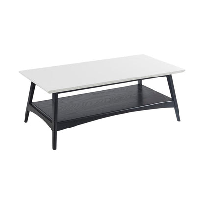 HouseOfZazla modern coffee table with shelf, white top and black lower storage on Tampa Home & Garden Store